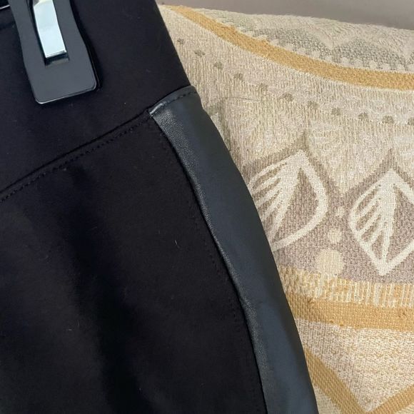 White House, Black market black leggings with faux leather stripe on side XS - Picture 2 of 5